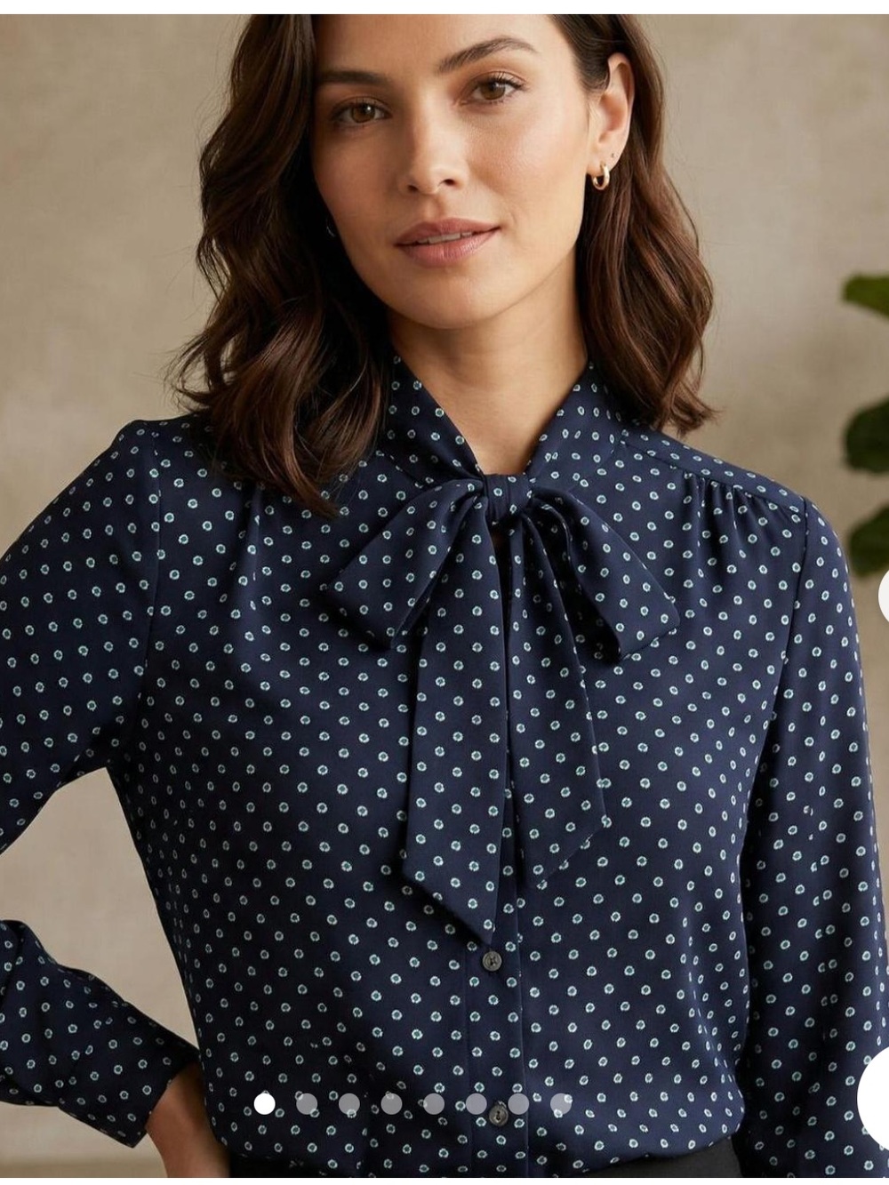NWT J. Crew Navy Blue Dot Tie-Neck Blouse
